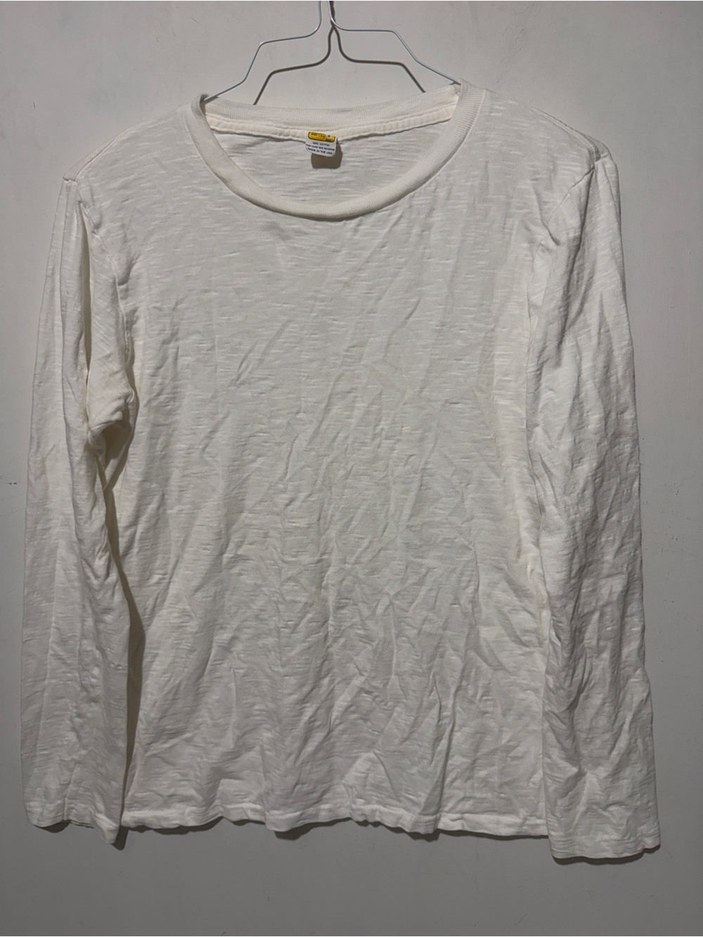 Velva Sheen White Long Sleeve T-Shirt - Unisex Size Small, Made in USA Heritage
